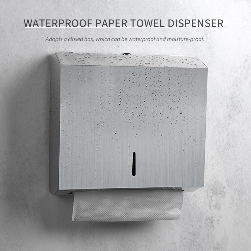 Paper Towel Dispenser Wall Mounted Drilling Paper Towel Holder Dispenser Brushed Stainless Steel Bathroom Toilet Tissue Dispenser Kitchen Paper Towel Dispenser with Key - Image 3