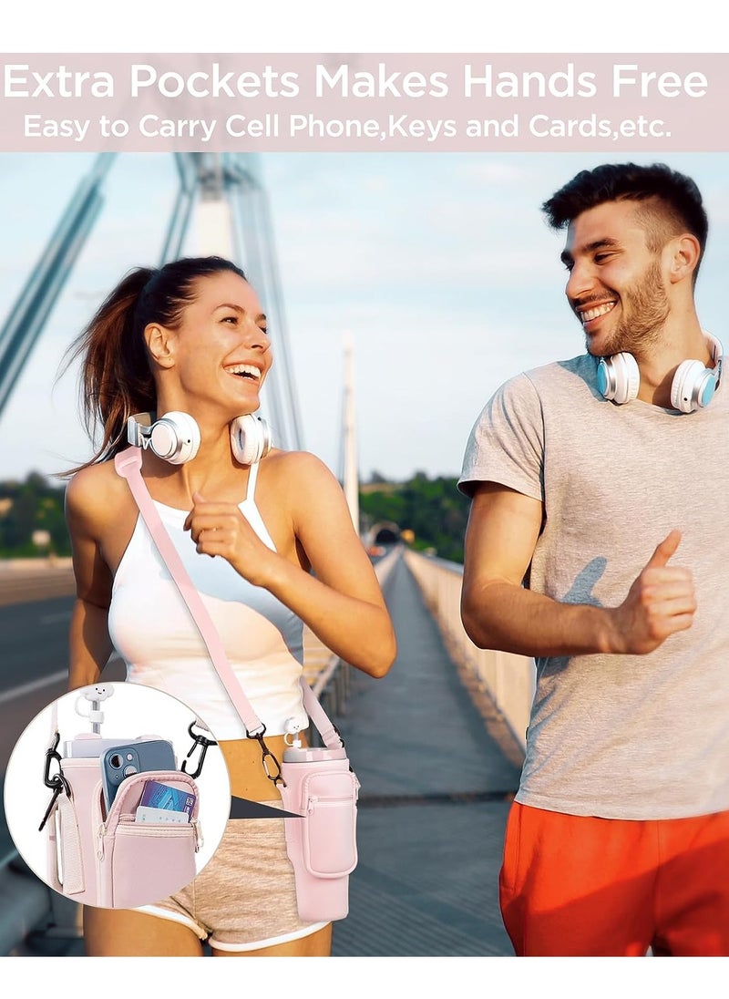 جيرينك حامل زجاجة ماء لأكواب ستانلي ، حامل لأكواب 40 أونصة مع جيب هاتف ، كيس زجاجة ماء مع حزام قابل للتعديل ، حامل زجاجة ستانلي  - Image 4