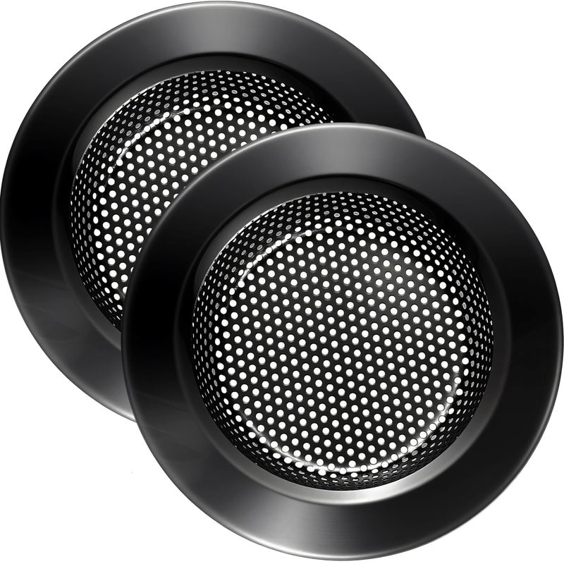 LASSHSWA Kitchen Sink Strainer Stainless Steel, Kitchen Sink Drain Strainer, Silver-Black Sink Strainers for Kitchen Sinks with Large Wide Rim 4.5" Diameter (2 PCS) - Image 1