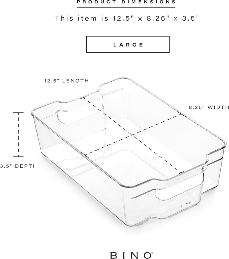 BINO | Stackable Storage Bins, Large - 2 Pack | THE STACKER COLLECTION | Clear Plastic Storage Bins | Built-In Handles | BPA-Free | Containers for Organizing Kitchen Pantry | Multi-Use Organizer Bins - Image 3