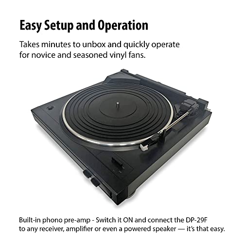 Denon DP-29F Fully Automatic Record Player, Analog Turntable with Built-in RIAA Phono Equalizer, Unique Automated Tonearm Design, Manual Lifter Mechanism, Rigid Diecast Aluminum for Stability - Image 2