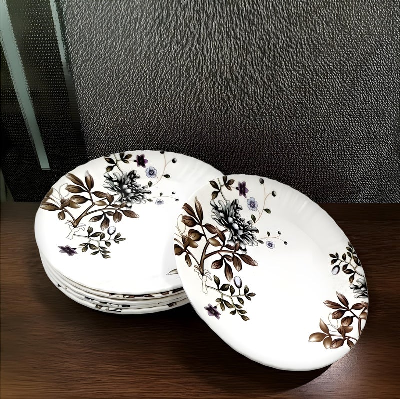 BHOJANWARE Elegant Melamine Round Half Plates Set (Pack of 6) - Perfect for Serving Snacks and Meals for 6! (Size: 8 Inch/20 cm) - Image 1