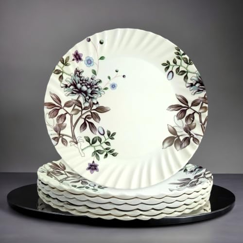 BHOJANWARE Elegant Melamine Round Half Plates Set (Pack of 6) - Perfect for Serving Snacks and Meals for 6! (Size: 8 Inch/20 cm) - Image 4