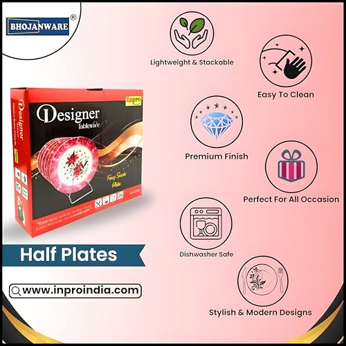 BHOJANWARE Elegant Melamine Round Half Plates Set (Pack of 6) - Perfect for Serving Snacks and Meals for 6! (Size: 8 Inch/20 cm) - Image 3