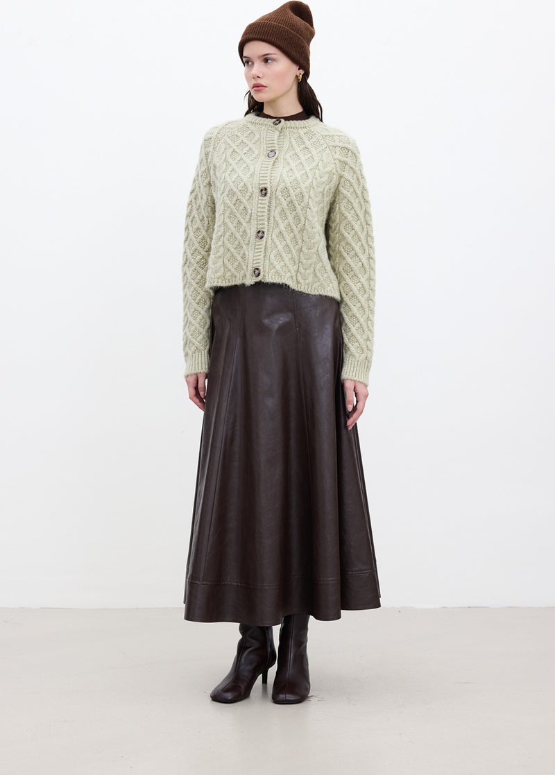 Manuka Hair Knitted Cardigan Soft Green  - Image 2
