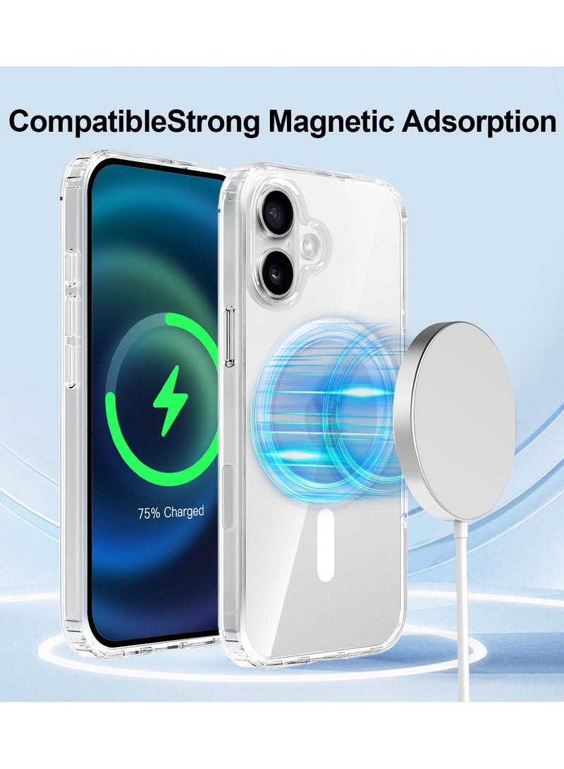 iPhone 16 Clear Magnetic Cover Mag Safe Compatible Hybrid Protective Crystal Clear Hard Back Case Shockproof TPU Frame Slim Transparent Case for Apple iPhone 16 - Image 4