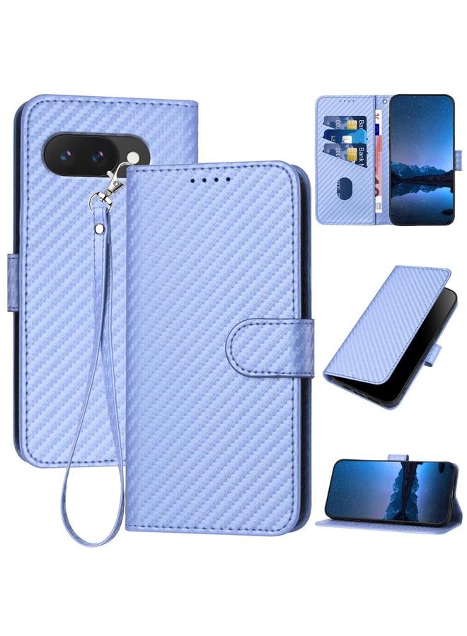 S-TOP Case For Google Pixel 9a YX0070 Carbon Fiber Buckle Leather Phone Case with Lanyard - Image 1