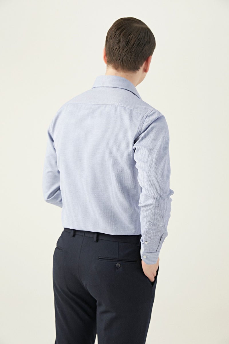 D'S DAMAT D'S Groom Slim Fit Navy Blue Printed Shirt 9HF022106185M - Image 4