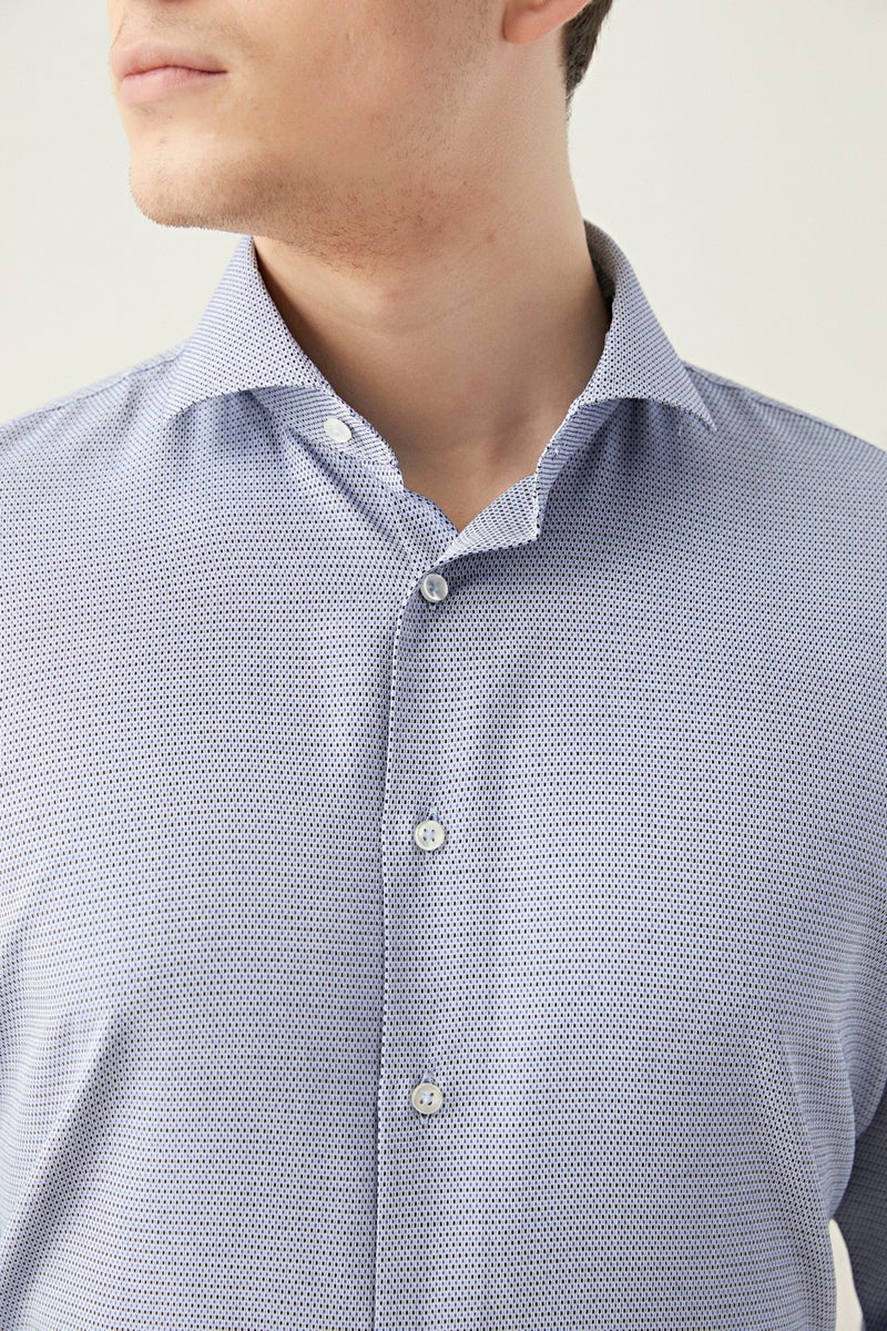 D'S DAMAT D'S Groom Slim Fit Navy Blue Printed Shirt 9HF022106185M - Image 3