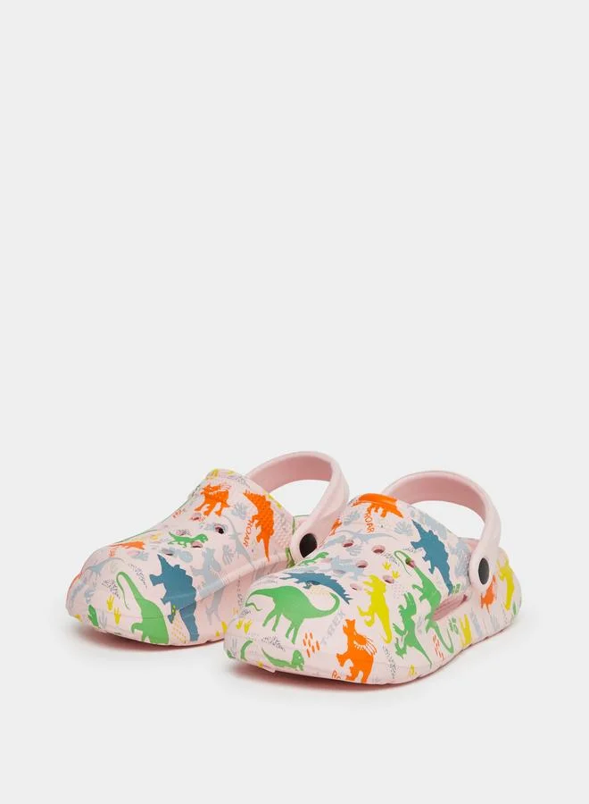 تايك تو Take Two Girls Graphic Print Heel Strap Clogs