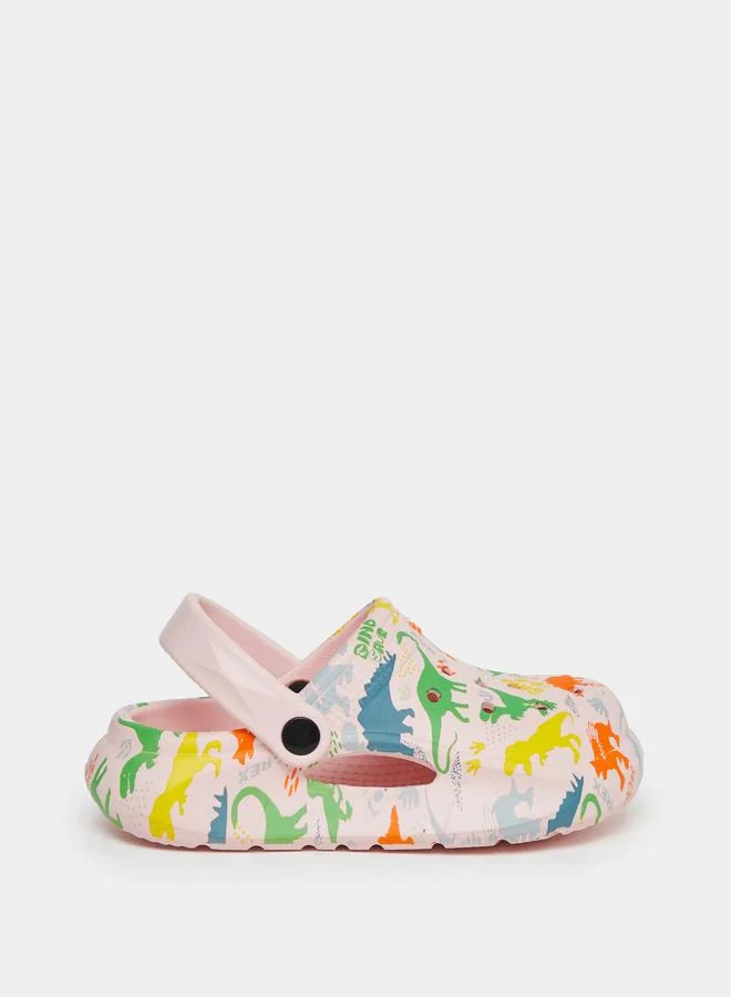 تايك تو Take Two Girls Graphic Print Heel Strap Clogs