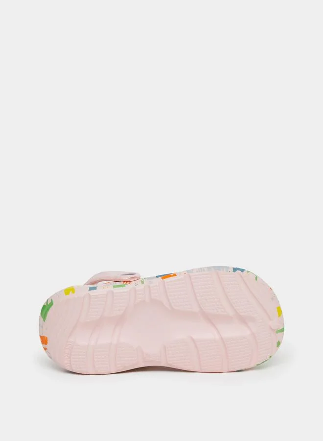 تايك تو Take Two Girls Graphic Print Heel Strap Clogs