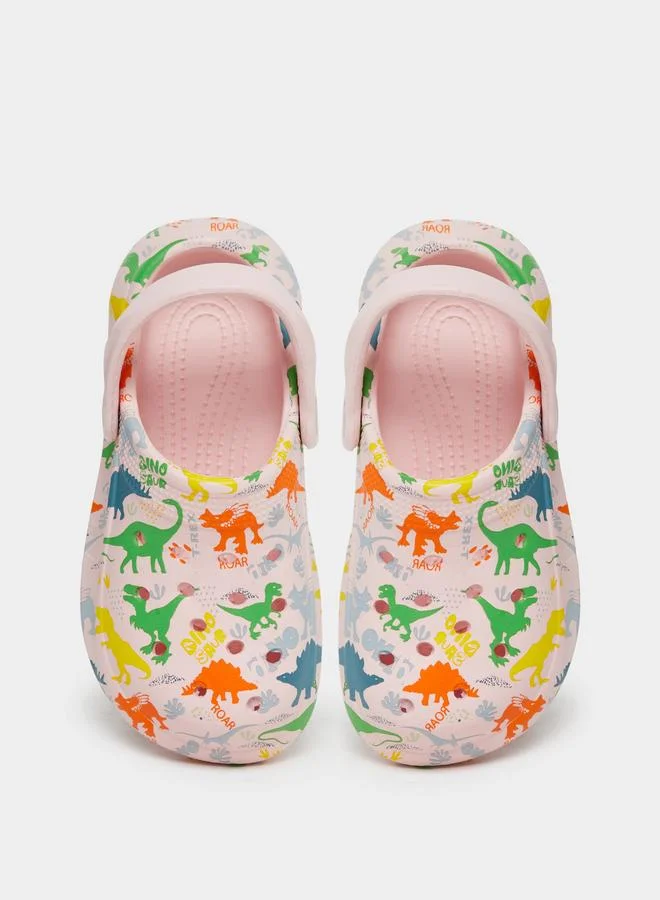 تايك تو Take Two Girls Graphic Print Heel Strap Clogs