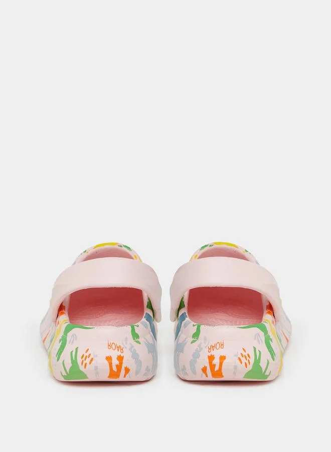تايك تو Take Two Girls Graphic Print Heel Strap Clogs
