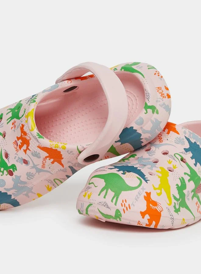 تايك تو Take Two Girls Graphic Print Heel Strap Clogs