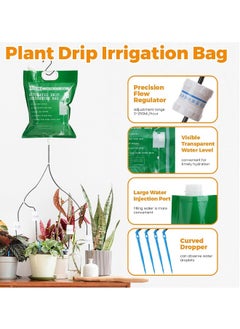 Generic 6500ml Plant Drip Irrigation Bag with 4 Adjustable Water Outlets (0-250ml/hr), 26-Day Automatic Watering System with Hook for Efficient Plant Care - 1 Piece  - Image 2