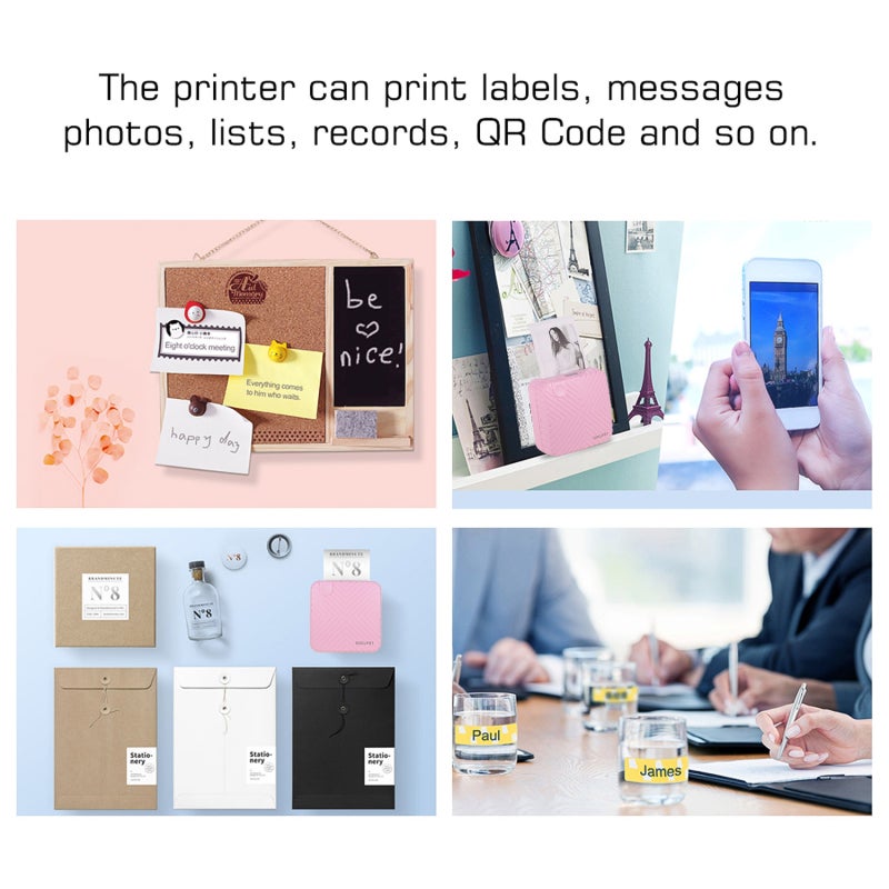 GOOJPRT Label Maker: 57mmx30mm Thermal Paper, Wireless BT 4.0 + USB Connectivity, Mini Pocket Printer - 1000mAh Rechargeable Battery, Inkless Printing for Students, Office Workers, Travelers - Image 3