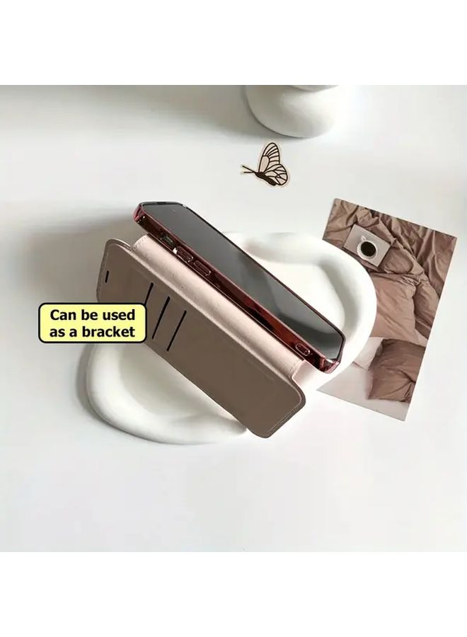 غطاء هاتف مغناطيسي قابل للطي مع فتحة بطاقة لـ iPhone 15 Pro Max - غطاء واقي أزرق غامق شفاف - Image 4