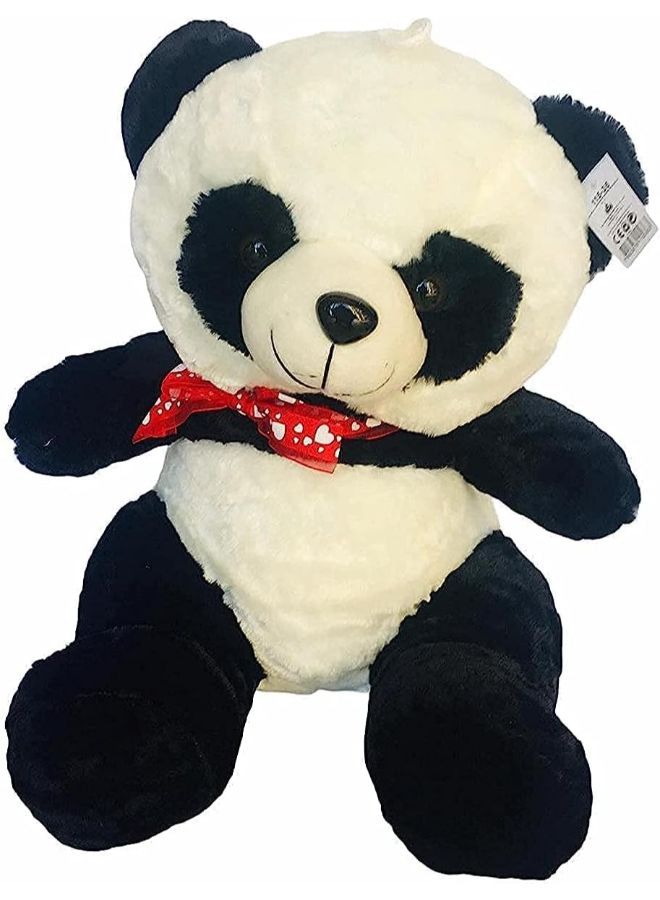 Panda Teddy Bear Black and White, with a Red Bow for Children, 35cm 