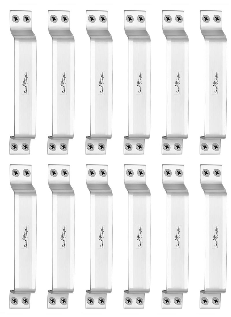 SMART SHOPHAR SMART SHOPHAR Stainless Steel Ruffles Cabinet Handle 6 Inches Silver Pack of 12 with ScrewsKitchen Cabinet HardwareDoor Pulls for Wooden Furniture Wardrobe Cabinets Cupboards Drawers  - Image 2