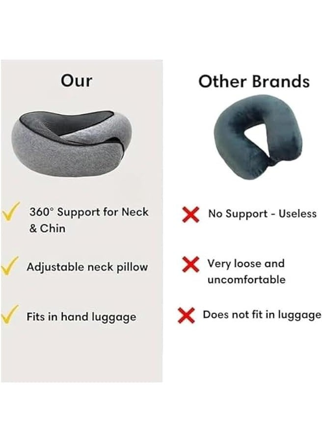 تراسل وسادة سفر، أفضل وسادة رقبة للسفر، وسادة رقبة ميموري فوم للسفر للطائرات، وسائد رقبة للنوم للسفر واندر بلس، مع حقيبة تخزين مقاومة للماء - Image 4