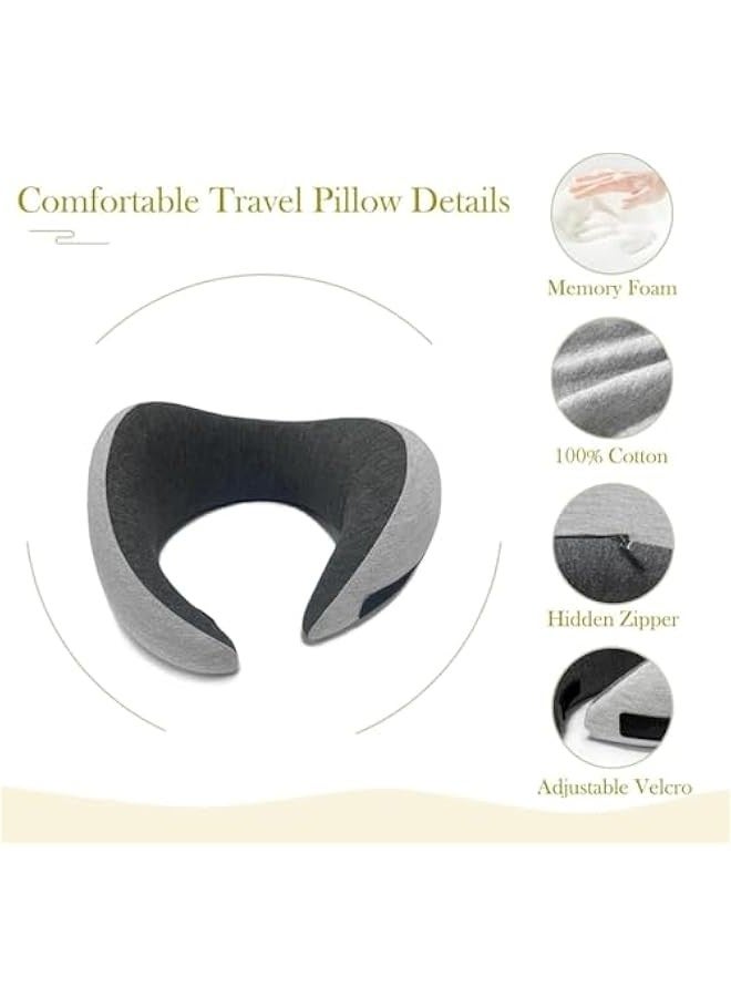 تراسل وسادة سفر، أفضل وسادة رقبة للسفر، وسادة رقبة ميموري فوم للسفر للطائرات، وسائد رقبة للنوم للسفر واندر بلس، مع حقيبة تخزين مقاومة للماء - Image 2