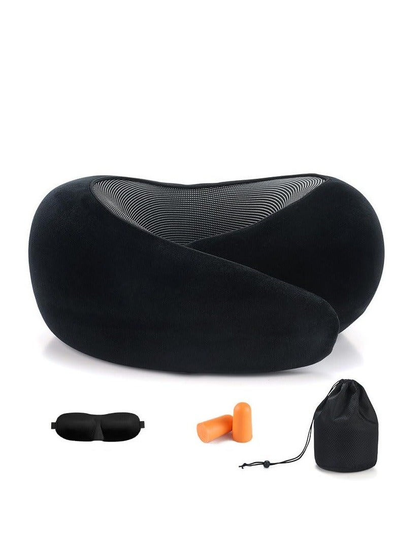 تراسل وسادة سفر، أفضل وسادة رقبة للسفر، وسادة رقبة ميموري فوم للسفر للطائرات، وسائد رقبة للنوم للسفر واندر بلس، مع حقيبة تخزين مقاومة للماء - Image 1