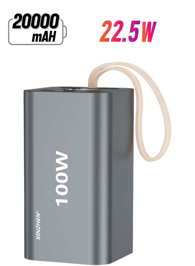 xinzhen G20 20000mAh Power Bank PD100W with Fast Charging, LED Display, and Dual USB Grey  - Image 1