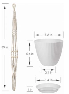 Generic Macrame  Indoor Outdoor  Handmade Hanging Plant Holder 35 Inches, 4 Legs  - Image 2