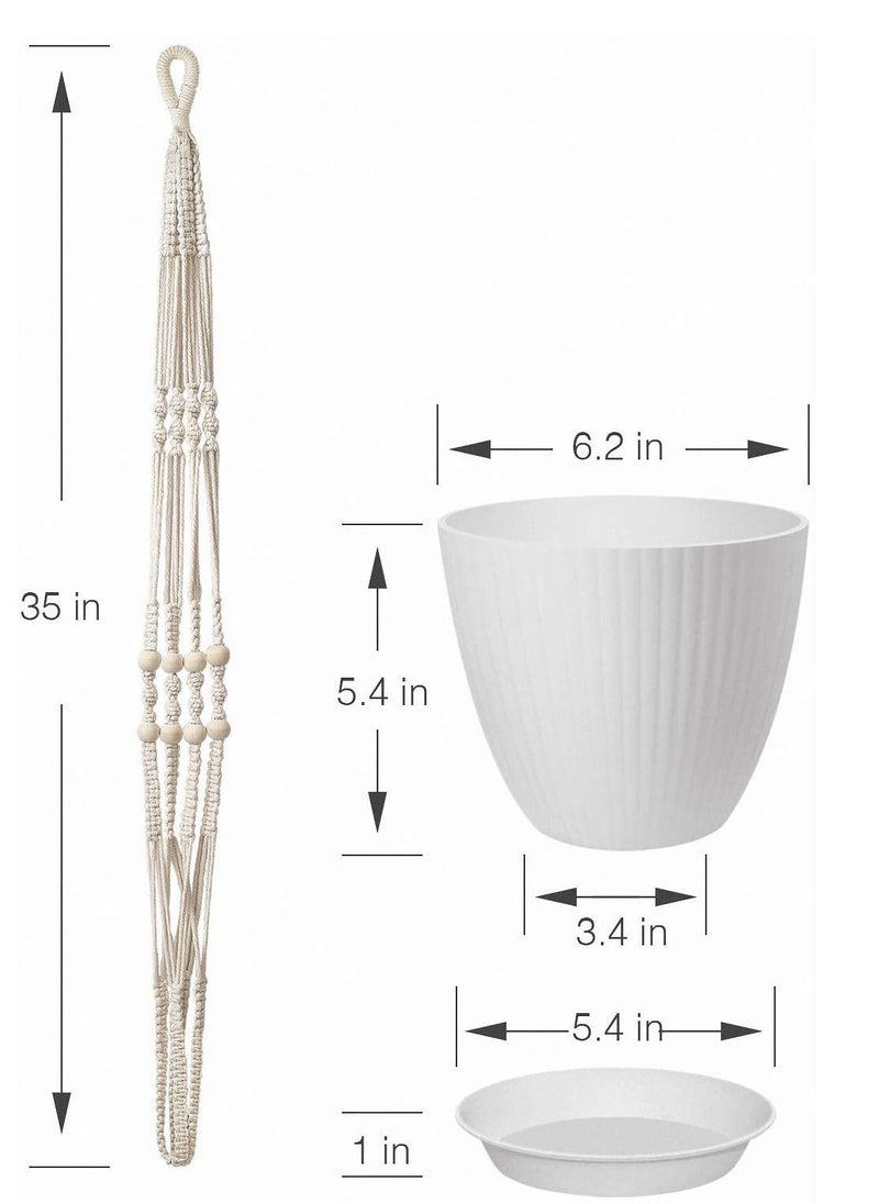 Generic Macrame  Indoor Outdoor  Handmade Hanging Plant Holder 35 Inches, 4 Legs  - Image 2