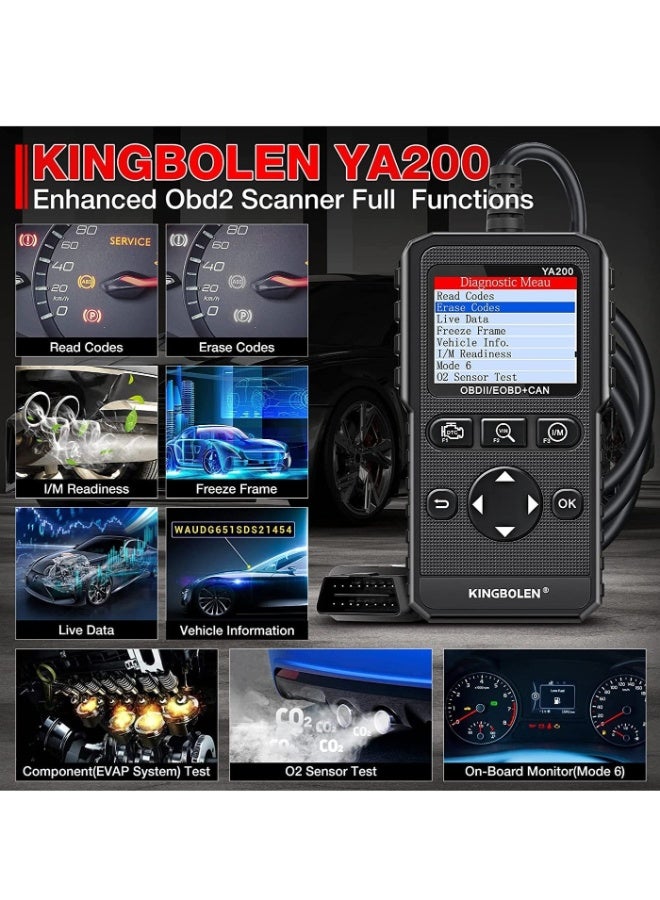 كينج بولين ماسح KINGBOLEN YA200 OBD2، قارئ أكواد سيارة OBD2 لفحص ضوء المحرك - Image 2