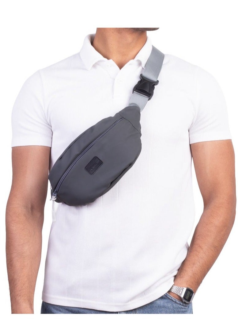 ايه ار سابلاي Ar Wave من Arij Bags | شنطة كروس وشنطة صدر للاستخدام اليومي والخروج، مبطنة من الداخل ضد الصدمات، جيب رئيسي، جيب أمامي، جيب خلفي (25 × 14 × 7 سم) (رمادي) - Image 2