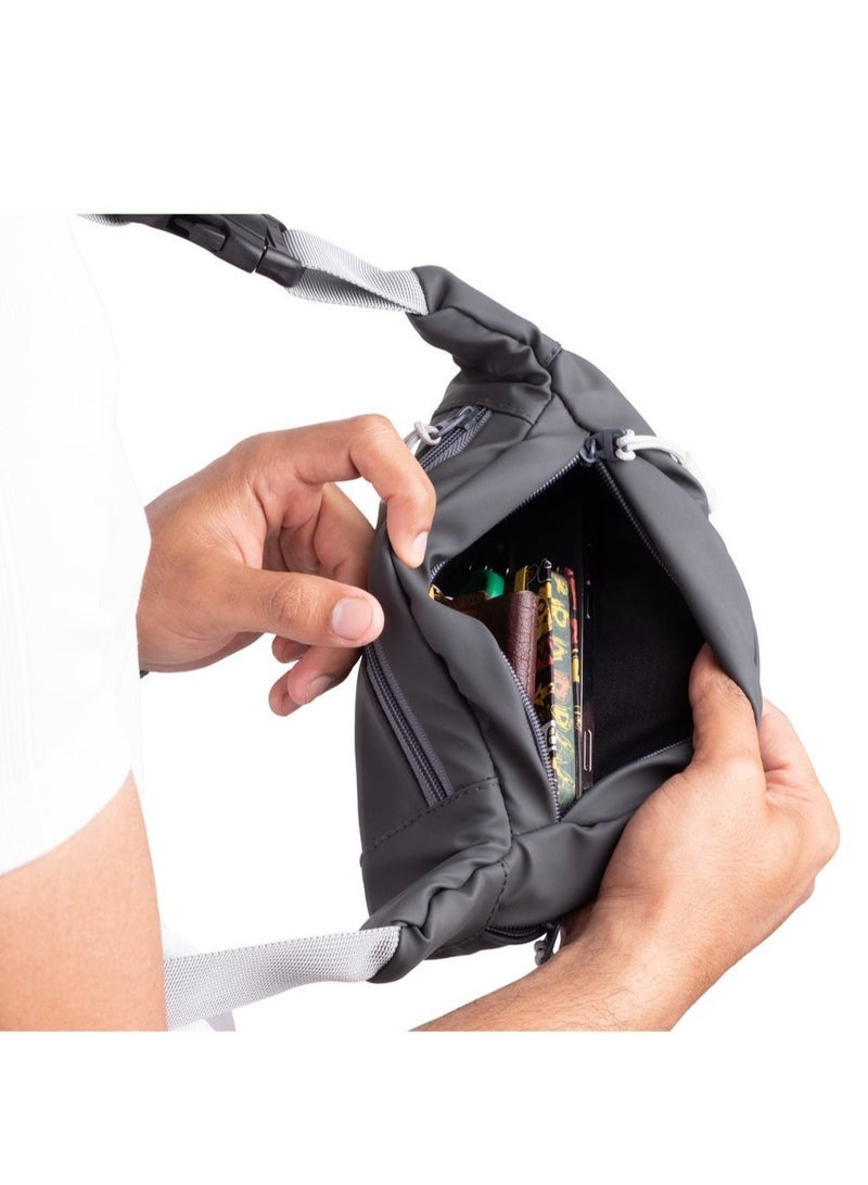 ايه ار سابلاي Ar Wave من Arij Bags | شنطة كروس وشنطة صدر للاستخدام اليومي والخروج، مبطنة من الداخل ضد الصدمات، جيب رئيسي، جيب أمامي، جيب خلفي (25 × 14 × 7 سم) (رمادي) - Image 4