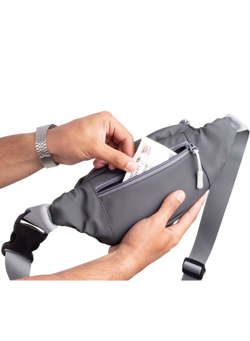 ايه ار سابلاي Ar Wave من Arij Bags | شنطة كروس وشنطة صدر للاستخدام اليومي والخروج، مبطنة من الداخل ضد الصدمات، جيب رئيسي، جيب أمامي، جيب خلفي (25 × 14 × 7 سم) (رمادي) - Image 5