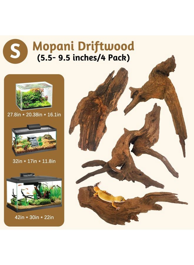 Kathson Natural Aquarium Driftwood Decoration Branches Reptiles Terrarium Ornament Wood Fish Tank Habitat Decor Assorted Sizes Wood 4 PCS (6"-10") - Image 2