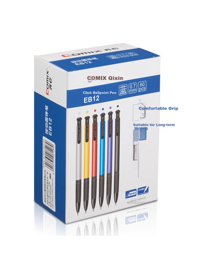 كوميكس Comix 60 قطعة قلم حبر جاف بضغطة زر 0.7mm أزرق أداة قرطاسية مكتبية Eb12 - Image 5