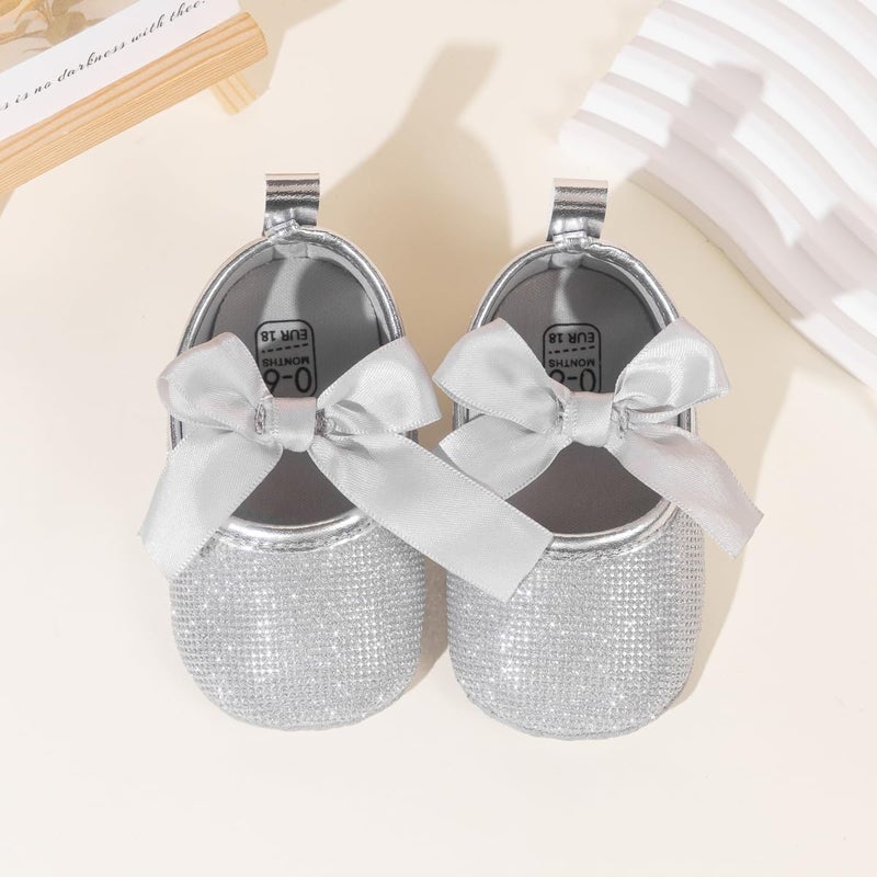 ohsofy Baby Girls Sparkly Mary Jane Flats Soft Sole Non Slip Princess Ballet Dresses Shoes Infant Flower Girls Wedding Party Prewalker Crib Shoes - Image 5