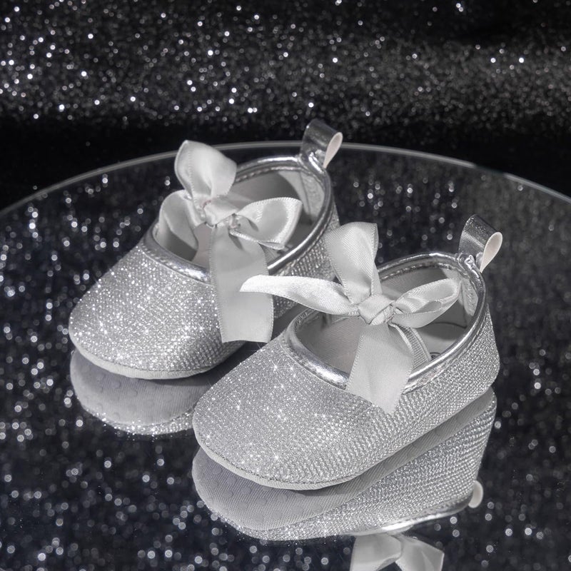 ohsofy Baby Girls Sparkly Mary Jane Flats Soft Sole Non Slip Princess Ballet Dresses Shoes Infant Flower Girls Wedding Party Prewalker Crib Shoes - Image 3
