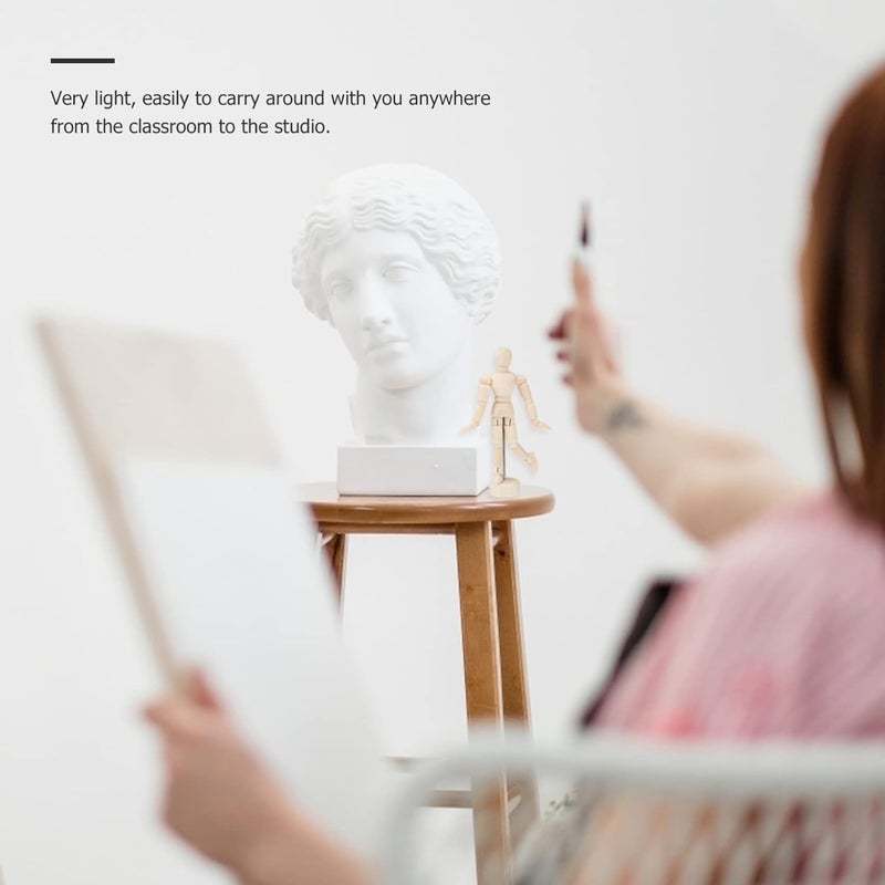 Toyvian 3pcs Wooden Mannequin Figures Artists: 4.5 Inches Jointed Artist Manikins with Stand for Drawing, Sketching, Home Office Desk Decoration - Image 2