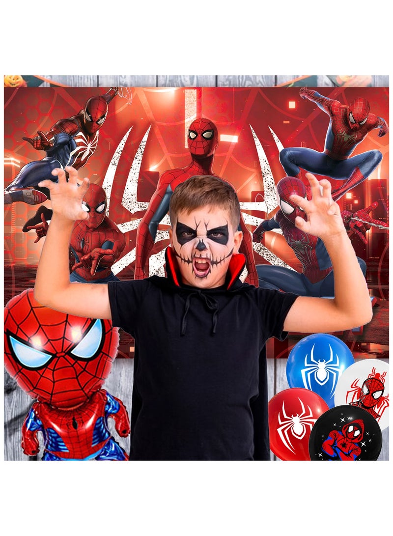 إيلوفهابرتي مجموعة مستلزمات حفلة عيد ميلاد سبايدرمان - 30 قطعة مجموعة حفلة سبايدرمان مع خلفية لافتة ومفرش طاولة وبالونات سبايدرمان وزينة كعكة وما إلى ذلك زينة حفلة عيد ميلاد للأطفال على طراز سبايدرمان - Image 5