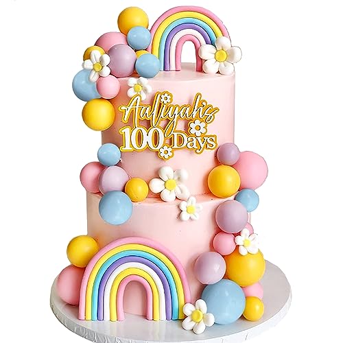 DRWATE 35 PCS Groovy Cake Toppers Boho Cake Topper Hippie Party Decorations with Flower Rainbow Balls for Girl Birthday Party Boho Groovy Party Supplies (Style 2) - Image 2