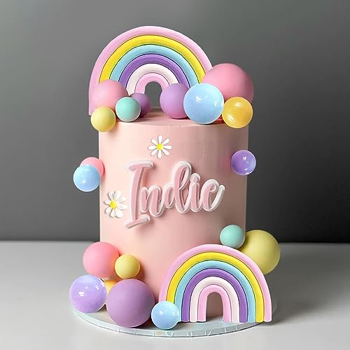 DRWATE 35 PCS Groovy Cake Toppers Boho Cake Topper Hippie Party Decorations with Flower Rainbow Balls for Girl Birthday Party Boho Groovy Party Supplies (Style 2) - Image 5