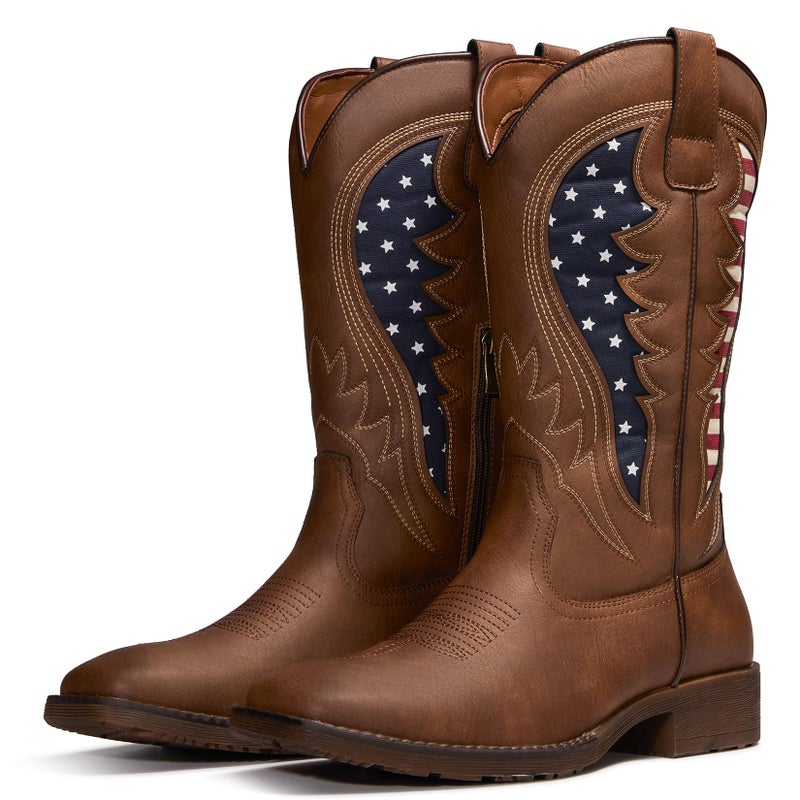 TruVeld Cowboy Boots for Men Square Toe Extra Tough Country Boots Botas Vaqueras para Hombre Botas de Hombre Texanas - Image 5