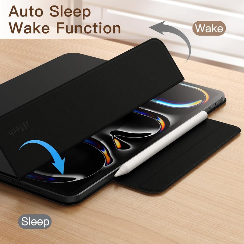 جي تيك جراب مغناطيسي لجهاز iPad Pro مقاس 13 بوصة M4 2024، يدعم قلم الرصاص Pro وقلم الرصاص USB-C، مغناطيس قوي، جراب رفيع قابل للطي مع حامل ثلاثي الطي مع خاصية الإيقاظ/السكون التلقائي، أسود - Image 5