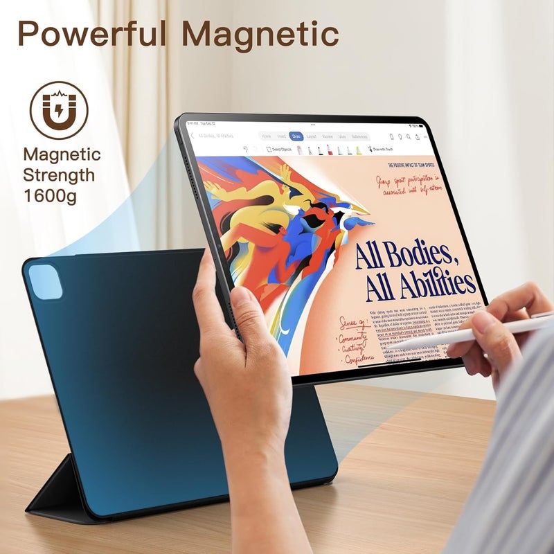 جي تيك جراب مغناطيسي لجهاز iPad Pro مقاس 13 بوصة M4 2024، يدعم قلم الرصاص Pro وقلم الرصاص USB-C، مغناطيس قوي، جراب رفيع قابل للطي مع حامل ثلاثي الطي مع خاصية الإيقاظ/السكون التلقائي، أسود - Image 3