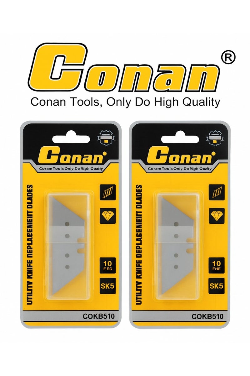 Conan 2 Packs × 10 Pieces – Conan Utility Knife Replacement Blades – Model COKB510 – Premium SK5 Carbon Steel – Sharp Edge Precision  - Image 1
