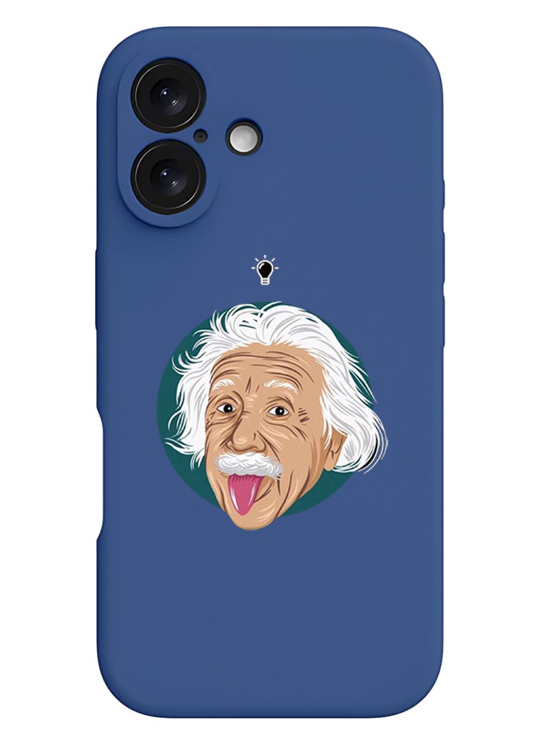 Theodor iPhone 16 Blue Protective Slim Fit Case Liquid Silicone Cover with Full Body Protection Anti-Scratch Shockproof Case For iPhone - Einstein idea - Image 1