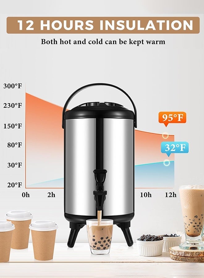 8L large capacity, suitable for holding coffee beverages, herbal tea, boiled water, soy milk and fruit juiceStainless steel double-layer tea cup for commercial and household use - Image 5
