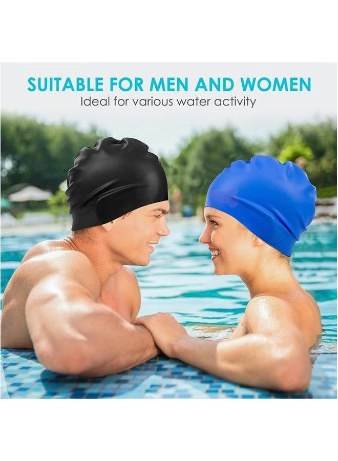 3 Pack Silicone Swimming Cap For Men Women, Swim Hat Pool - Image 3