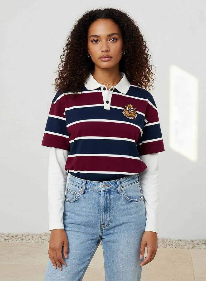 لي كوبر تيشيرت بولو لي كوبر بقصة عادية مخطط قطن